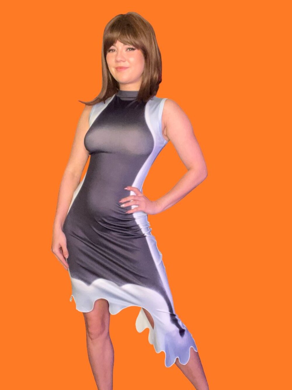 Women's Y2K Side slit neck sheath dress
